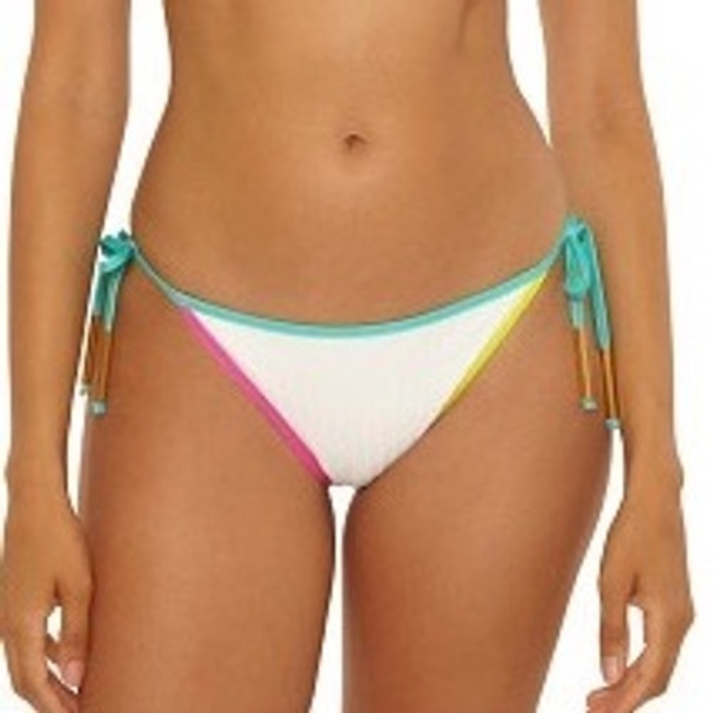 Trina Turk Pink/Yelloow Maori Ribbed Side Tie Bottom Women's Size 8